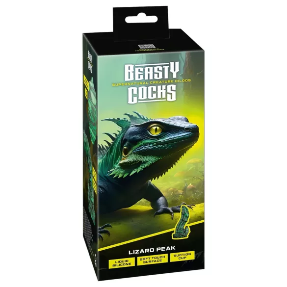 Beasty Cocks Lizard Peak - dildo penisza jaszczurki - silikon zielono-czarny