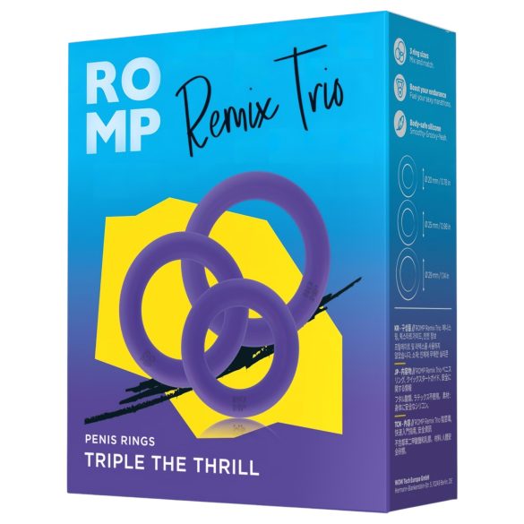 ROMP Remix Trio - zestaw pierścieni na penisa - 3 sztuki - fioletowy