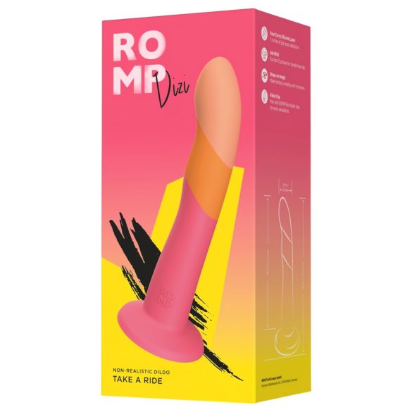 ROMP Dizi - dildo silikonowe elastyczne - różowo-pomarańczowy