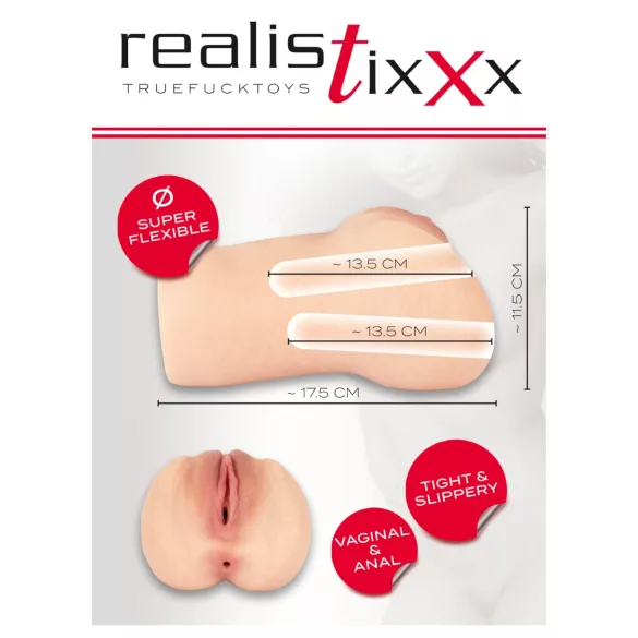 Realistixxx Real Stroker - realistyczna wagina i analny masturbator (kolor cielisty)