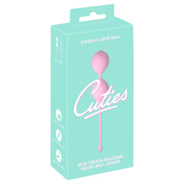 Cuties - silikonowe kulki gejszy z podwójną kulką (różowe)