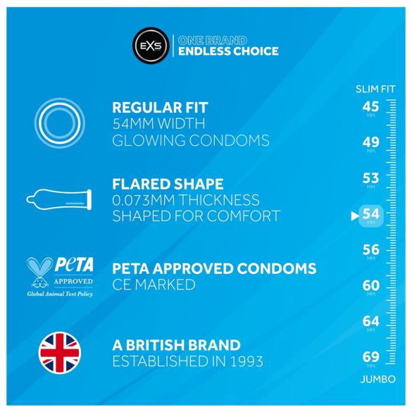 EXS - prezerwatywy świecące w ciemności - 3 sztuki