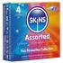 Skins - prezerwatywy mieszane - z wypustkami, naturalne, ekstra cienkie (4 szt.)