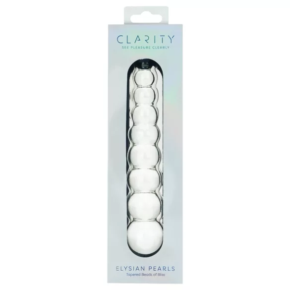 Clarity Elysian Pearls - szklane dildo z perełkami (przezroczyste)