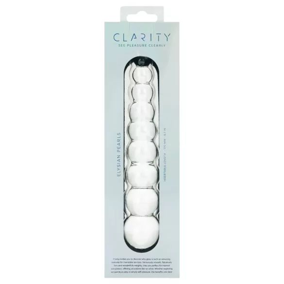 Clarity Elysian Pearls - szklane dildo z perełkami (przezroczyste)