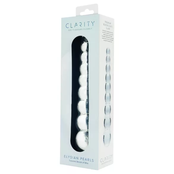 Clarity Elysian Pearls - szklane dildo z perełkami (przezroczyste)