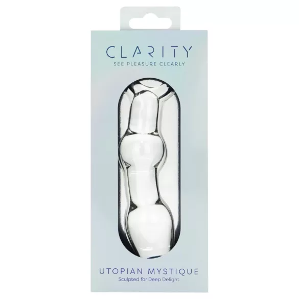 Clarity Utopian Mystique - żebrowane szklane dildo analne (przezroczyste)