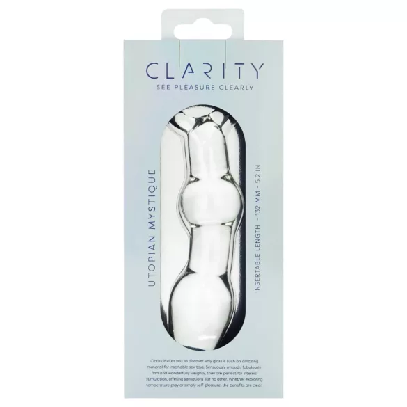 Clarity Utopian Mystique - żebrowane szklane dildo analne (przezroczyste)