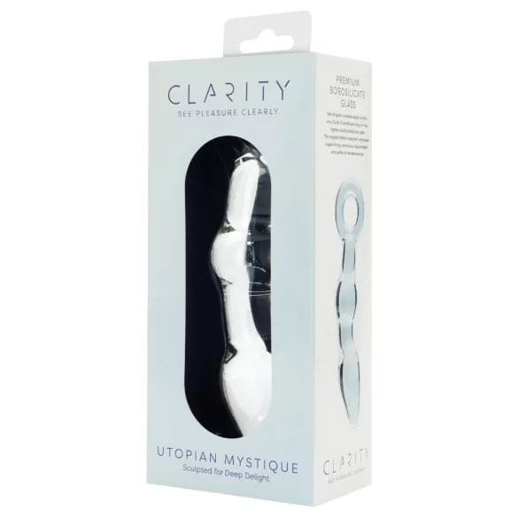 Clarity Utopian Mystique - żebrowane szklane dildo analne (przezroczyste)