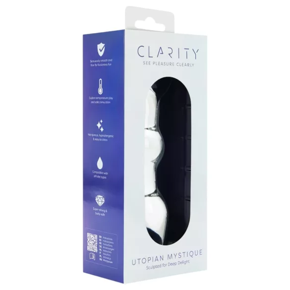 Clarity Utopian Mystique - żebrowane szklane dildo analne (przezroczyste)