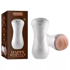   Lonely Happy - masturbator elektryczny z dźwiękiem - silikon biało-naturalny