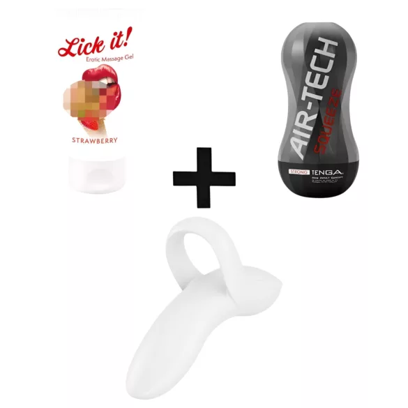 Zestaw dla par - masturbator, wibrator na palec, lubrykant