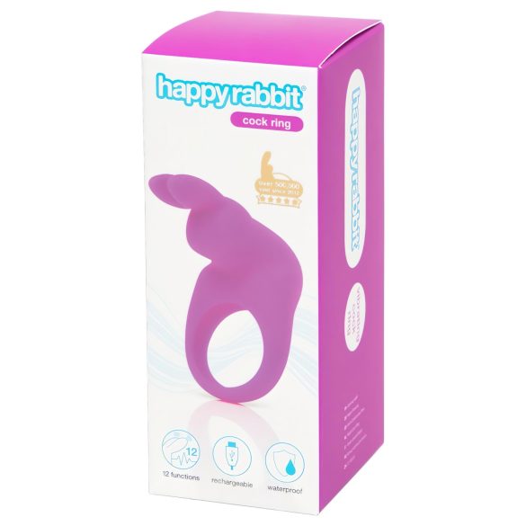 Happyrabbit Cock - wibrujący pierścień erekcyjny z akumulatorem (fioletowy)