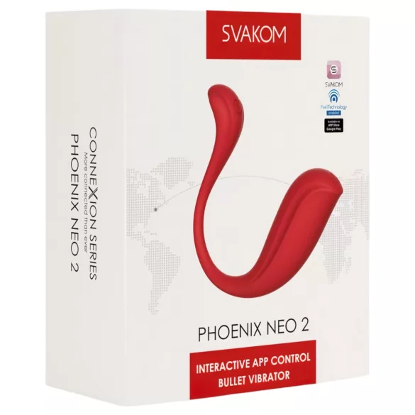 Svakom Phoenix Neo 2 - wibrujące jajko sterowane aplikacją - silikon czerwony