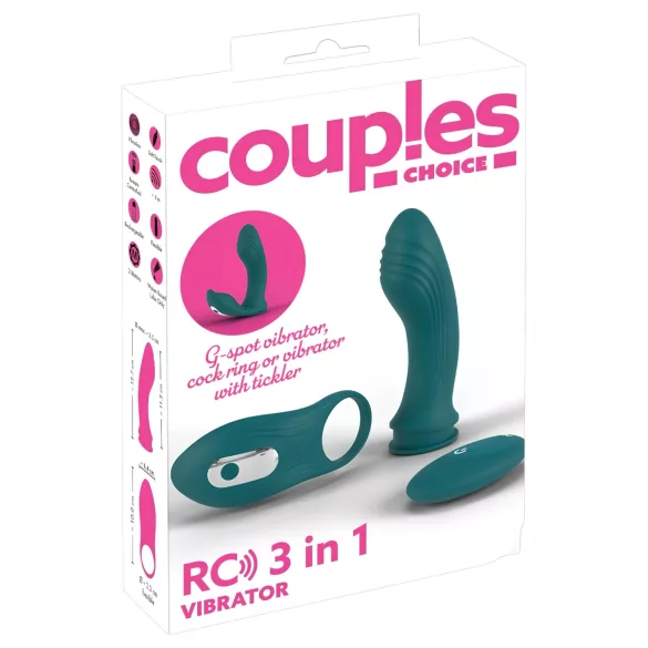 Couples Choice - wibrujący stymulator 3w1 dla par - silikon turkusowy