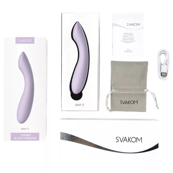 Svakom Amy 2 - wibrator do punktu G ładowany USB wodoodporny fioletowy