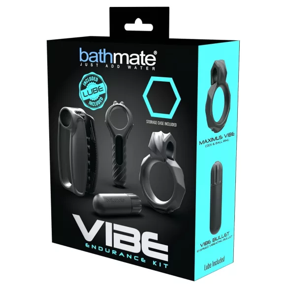 Zestaw Bathmate Vibe Endurance - masturbator i pierścień erekcyjny (czarny)