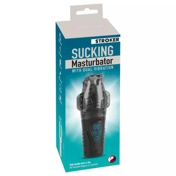 Stroker - masturbator z ssaniem i wibracjami - szary