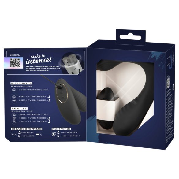 Intense - wibrujący masażer prostaty z pilotem (czarny)