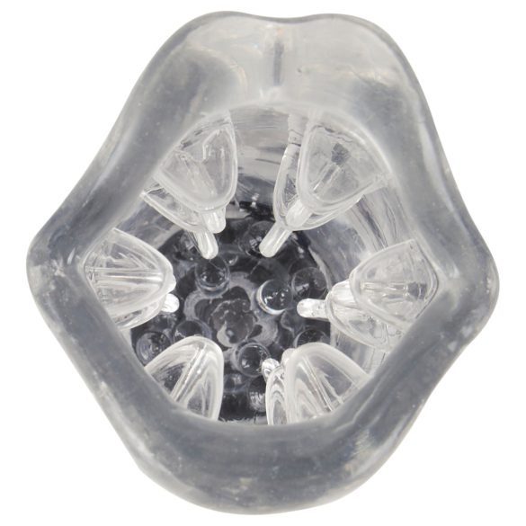 Stroker - masturbator męski wibrująco-obrotowy - przezroczysty