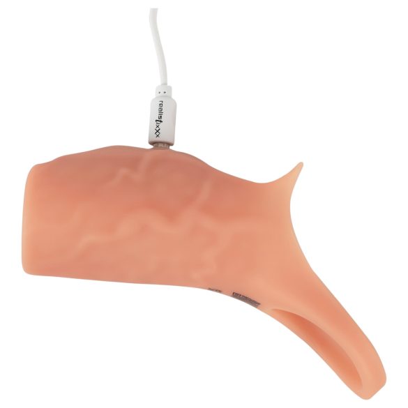 Realistixxx - nasadka na penisa otwarta z wibracją - silikon naturalny