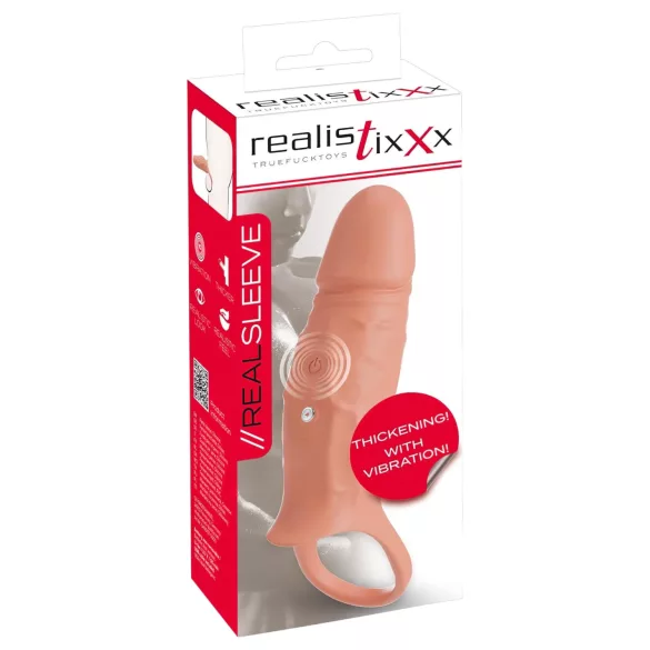 Realistixxx - nakładka na penisa z pierścieniem wibrująca - naturalny
