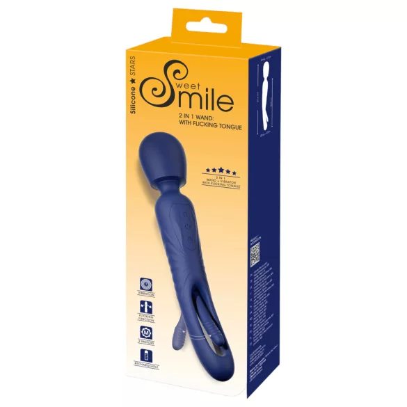 Smile - wibrator 2w1 z języczkiem masującym (niebieski)
