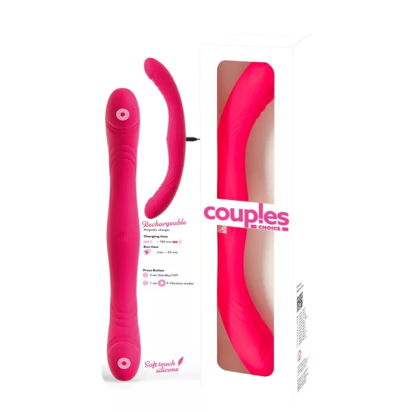 Couples Choice - wibrator dla par - podwójny koniec - silikon różowy