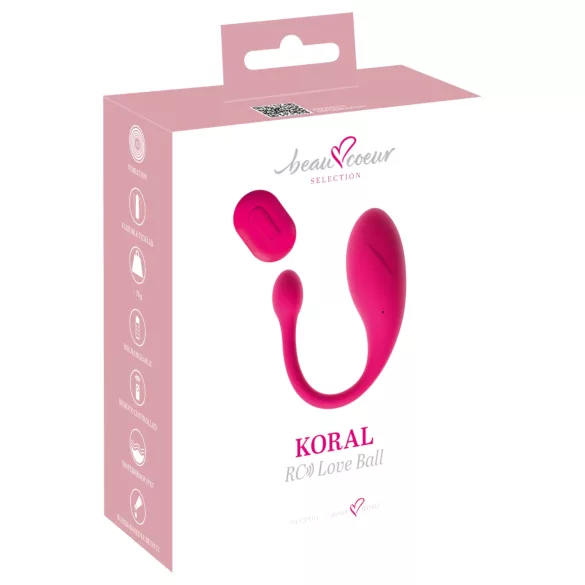 Beau Coeur Koral - wibrujące jajeczko z pilotem (różowe)
