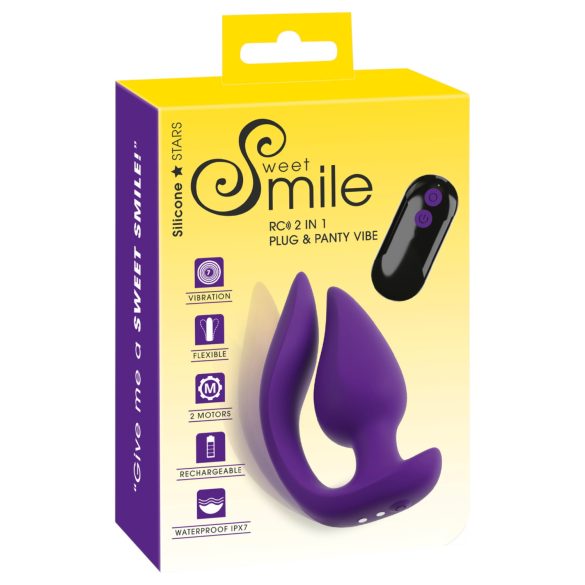 Smile - wibrator analny i stymulator łechtaczki 2w1 - silikon fioletowy