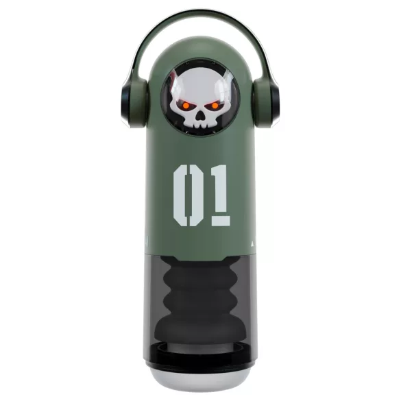 Rebel Skull - stymulator masturbacyjny z funkcją pchania i wibracji (zielony)