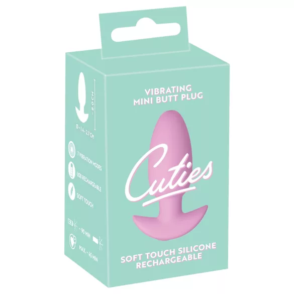Cuties Mini - wibrujący korek analny - silikon różowy
