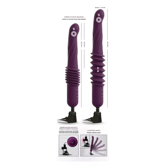 You2Toys - wibrujący stymulator z funkcją pchania i podgrzewania na pilota (fioletowy)
