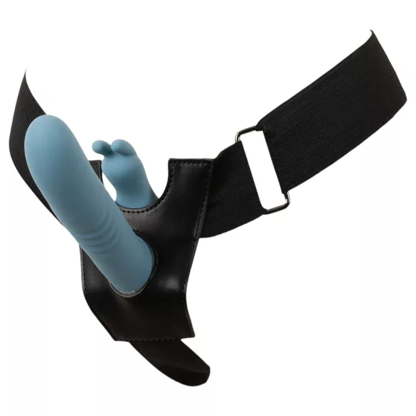 You2Toys - 3‑częściowy przypinany wibrator pchający z króliczkiem z pilotem (niebieski)