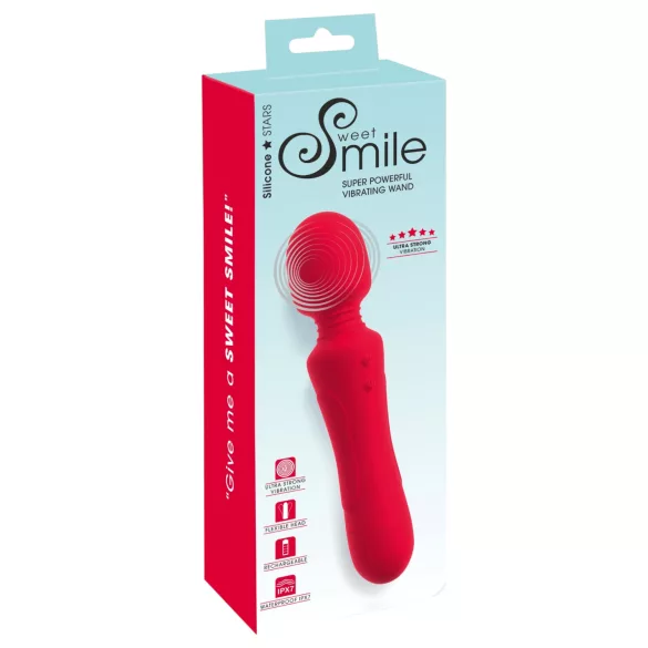 Sweet Smile - bezprzewodowy, wodoodporny wibrator typu wand (czerwony)