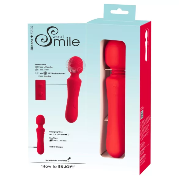 Sweet Smile - bezprzewodowy, wodoodporny wibrator typu wand (czerwony)