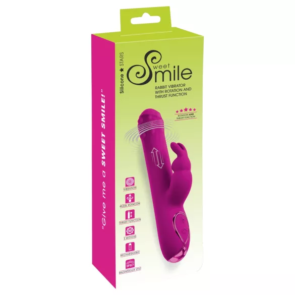 Sweet Smile - wibrator pchający, obrotowy z ramieniem łechtaczkowym (różowy)