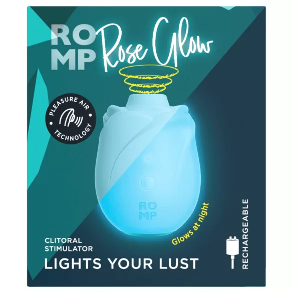 ROMP Rose Glow - bezdotykowy stymulator łechtaczki z falami powietrza (niebieski)