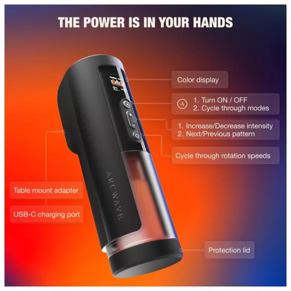 Arcwave Thruster - automatyczny masturbator z funkcją pchania i obrotu (czarny)
