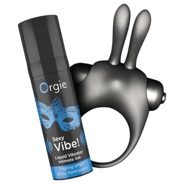 Zestaw wibrujących pierścieni erekcyjnych Orgie Bunny (czarny)