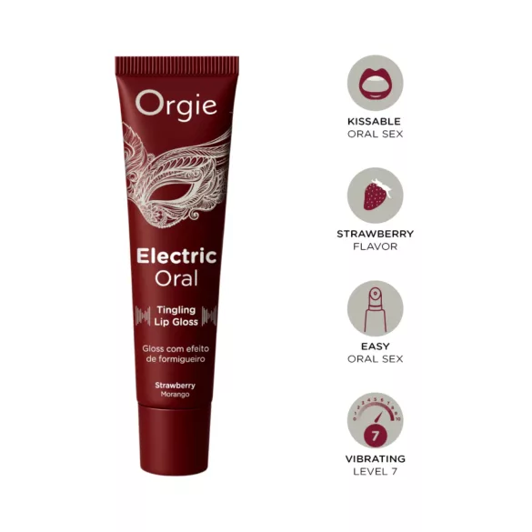 Orgie Electric Oral - pobudzający błyszczyk do ust o mrowiącym efekcie - truskawka (10 ml)