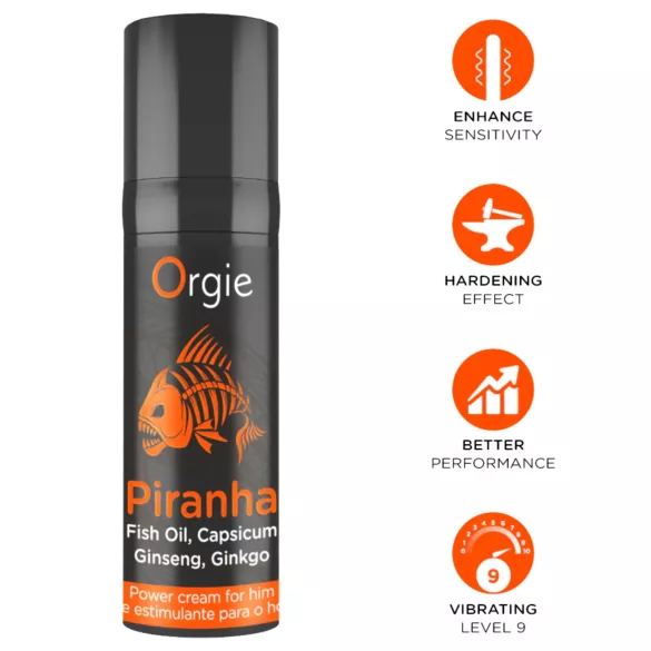 Orgie Piranha Power Cream - Stymulujący krem na potencję dla mężczyzn (15 ml)