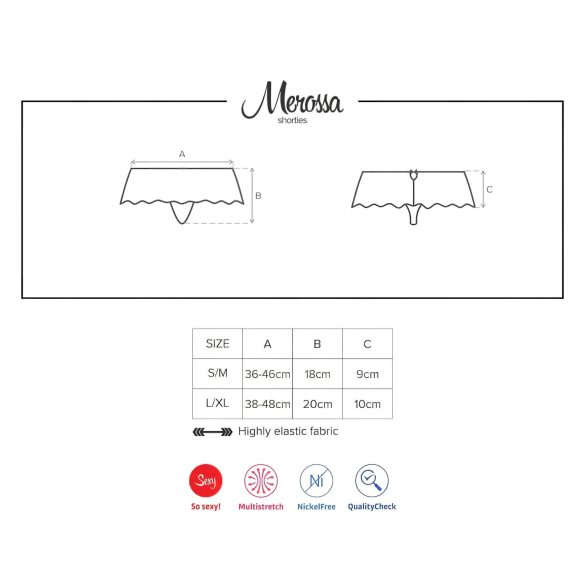 Obsessive Merossa - stringi z cyrkoniami - otwarte - czarne - L/XL