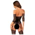Obsessive - bodystocking siateczkowy wzorzysty - czarny - S-L