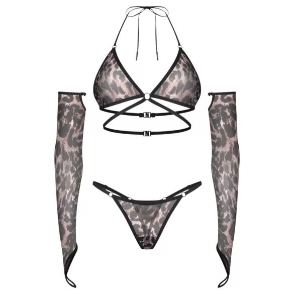 Obsessive Addia - siateczny zestaw w panterkę - L/XL