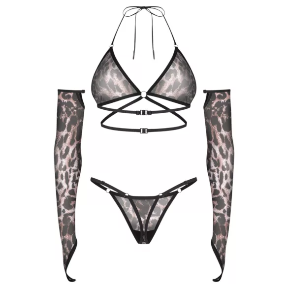 Obsessive Addia - siateczny zestaw w panterkę - L/XL