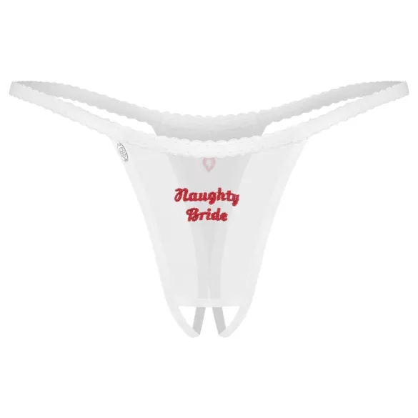 Obsessive Weddya Bride - stringi otwarte (białe) - L/XL