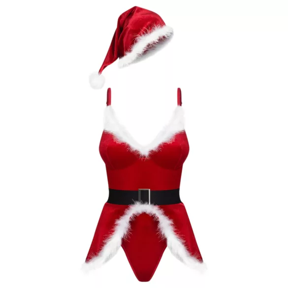 Obsessive Hot Santa - trzyczęściowy strój mikołajkowy dla kobiet (czerwony) - L/XL