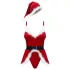 Obsessive Hot Santa - trzyczęściowy strój mikołajkowy dla kobiet (czerwony) - L/XL
