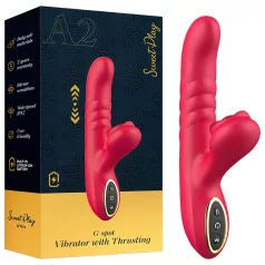   Erospace Sweet Play - wibrator 2w1 z funkcją pchającą i stymulatorem łechtaczki (czerwony)